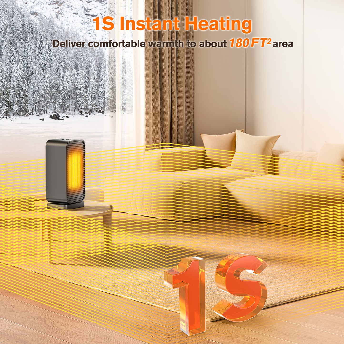 Portable Electric Space Heaters For Indoor Use, Space Heater And Fan Combo With Remote, 50°Swing, 1500W PTC Ceramic Instant Heat, 2 Heating & Fan Modes, Electric Portable Heater For RoomOfficeHome