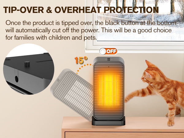 Portable Electric Space Heaters For Indoor Use, Space Heater And Fan Combo With Remote, 50°Swing, 1500W PTC Ceramic Instant Heat, 2 Heating & Fan Modes, Electric Portable Heater For RoomOfficeHome