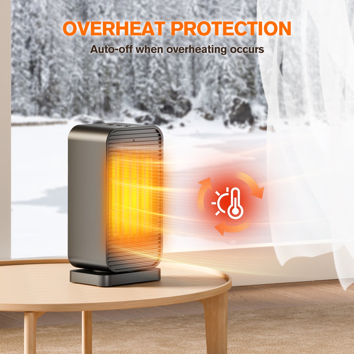 Portable Electric Space Heaters For Indoor Use, Space Heater And Fan Combo With Remote, 50°Swing, 1500W PTC Ceramic Instant Heat, 2 Heating & Fan Modes, Electric Portable Heater For RoomOfficeHome
