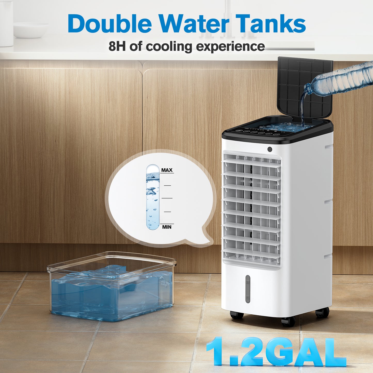Windowless Portable Air Cooler with Remote, Ventless Ac Unit Ductless Air Cooler, Hoseless Quiet Evaporative Oscillating Swamp Cooler, 6 Ice Box for Bedroom Indoor Outdoor Office Room