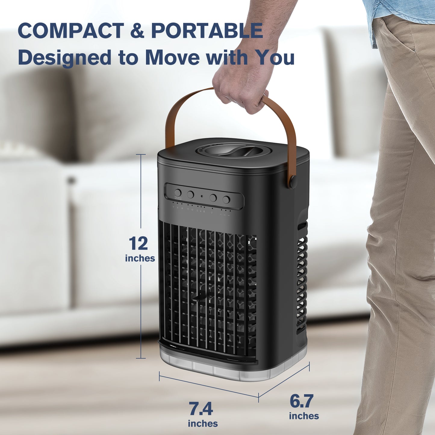 5 IN 1 Small Portable Air Conditioner, 2025 Upgraded Portable AC Unit, 3 Speeds, 2 Ice Packs, 5400mAh Battery, 1200ML Water Tank, 7H Smart Timer, Remote Control, Office Bedroom, Car, Mini