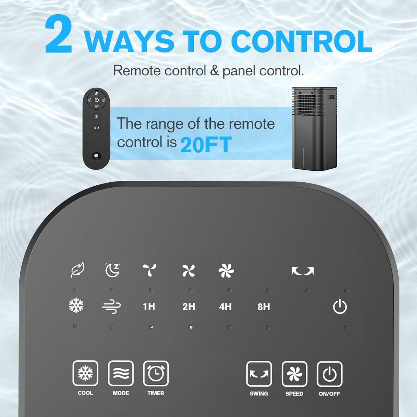 24" Windowless Portable Air Conditioner, 15H Timer & 120ยฐOscillation, 3-IN-1 Portable AC Unit with Remote, 2-Gal Tank, 3 Modes & 3 Speeds, Ultra-Quiet Ventless Swamp Cooler for Home Office, Coffee