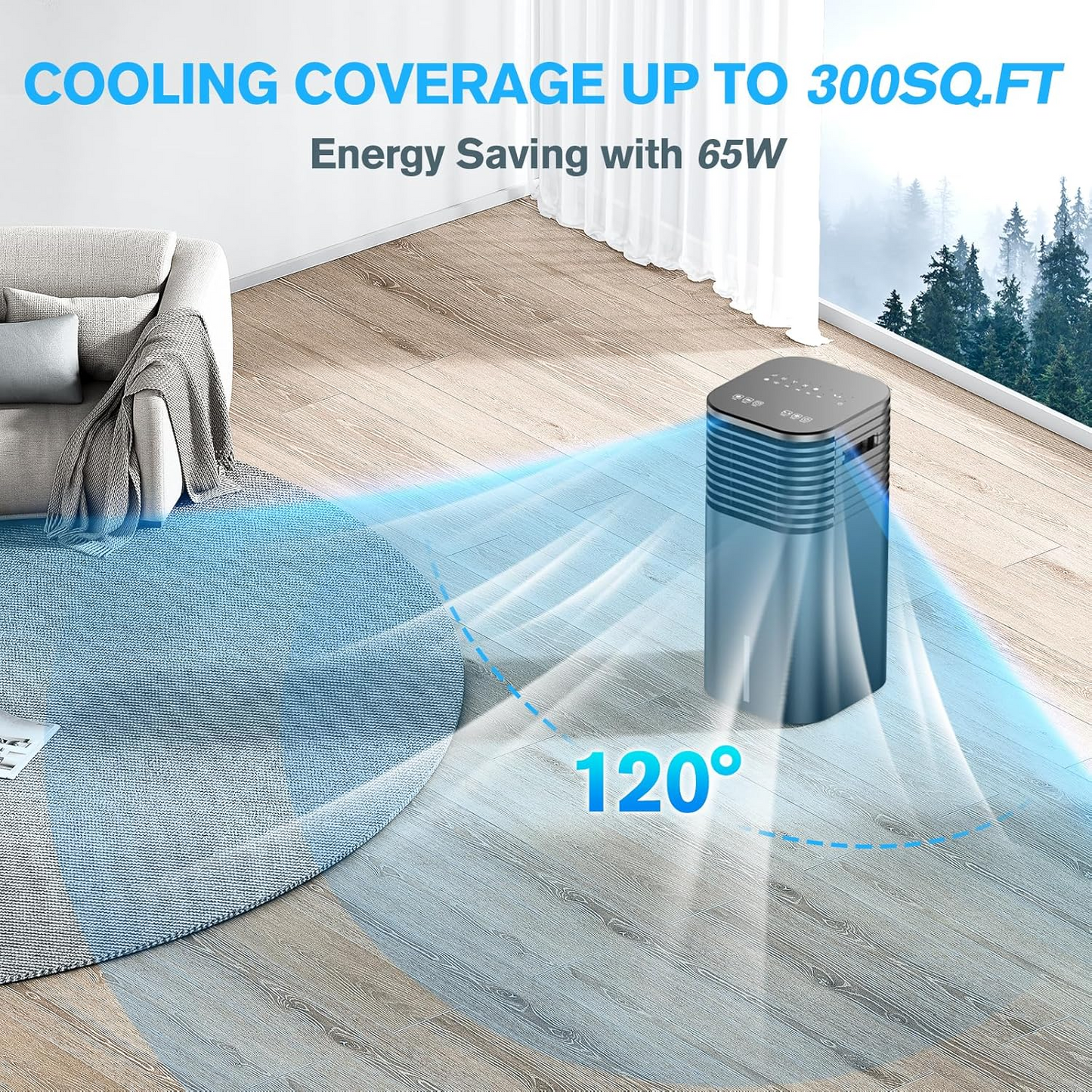 24" Windowless Portable Air Conditioner, 15H Timer & 120ยฐOscillation, 3-IN-1 Portable AC Unit with Remote, 2-Gal Tank, 3 Modes & 3 Speeds, Ultra-Quiet Ventless Swamp Cooler for Home Office, Coffee
