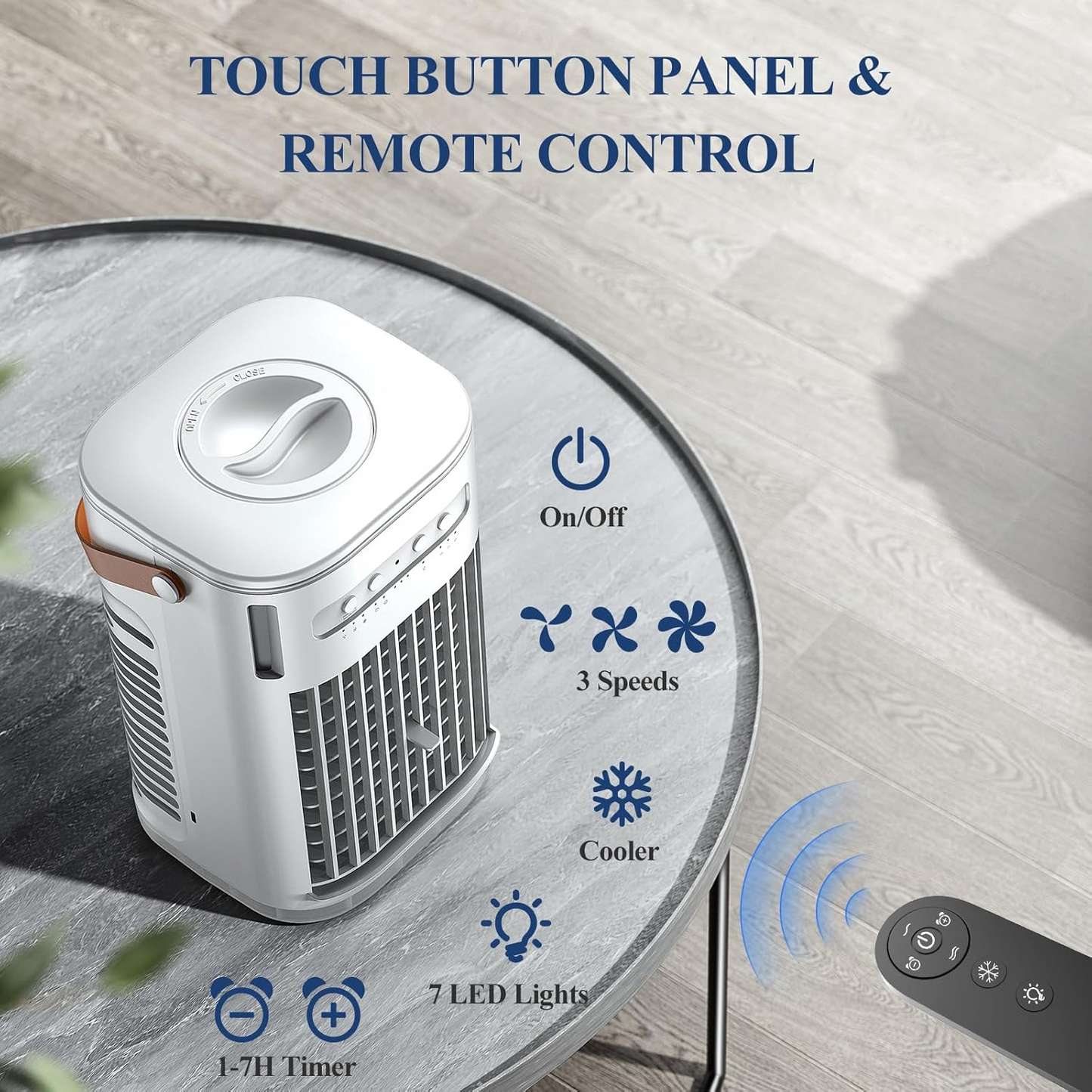 Mini Air Conditioner, Portable Air Conditioners w/Remote, USB Charging, 1.2L Water Tank & 2 Ice Boxes, Auto-off Timer, Evaporative Air Cooler With 3Speeds, Desktop Personal Fan For HomeOutdoors