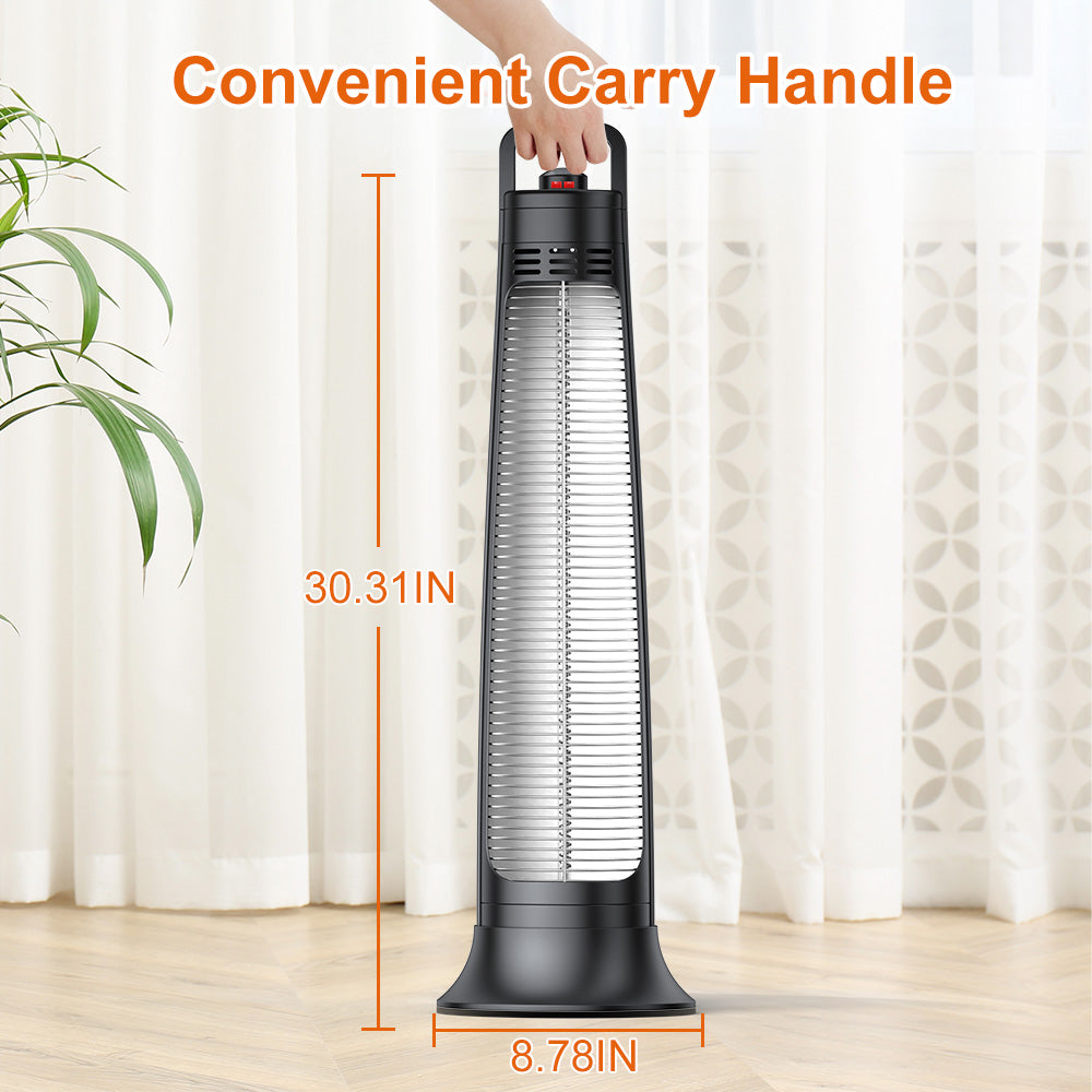 Patio Heater Electric, Portable Outdoor Heater, 1200W, 3S Instant Heating, Infrared Heater with 60°Oscillating, 180min Timer, Tip-over Protection, Super Quiet Heater for Indoor Outdoor Use, Black