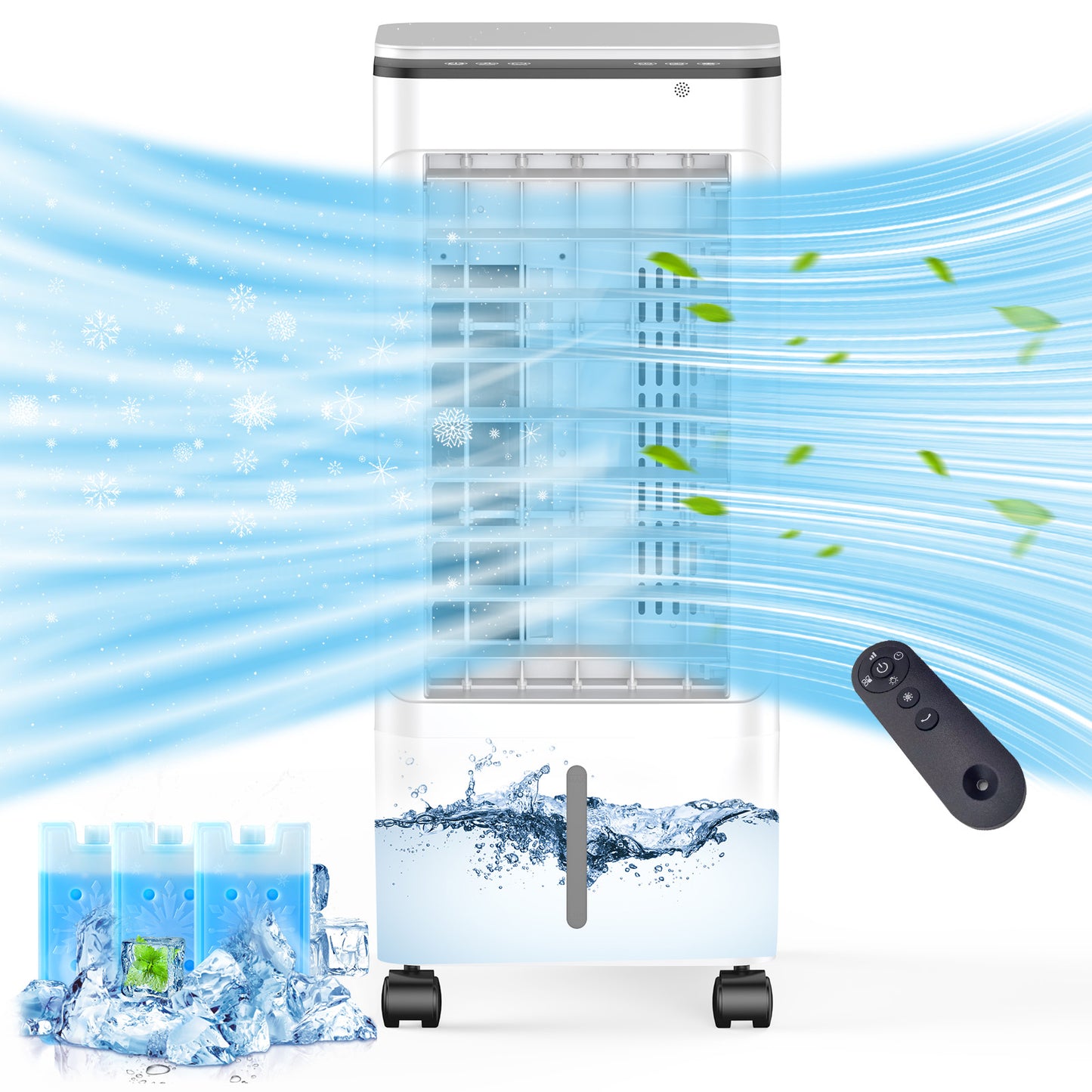 Portable Air Conditioner,BIESQYA Ac Unit Ductless Air Cooler,Windowless Evaporative Oscillating Swamp Fan,Humidifier Removable Water Tank,3 Ice Box,Remote,Grey