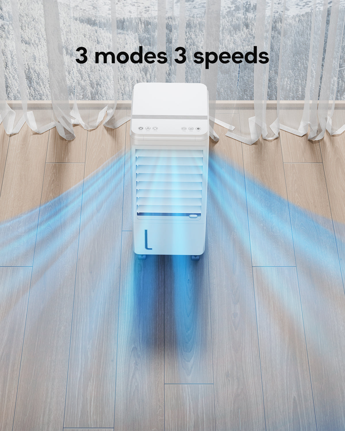 Windowless Portable Air Conditioner, 7H Timer & 1-Gal Tank, 3-IN-1 Portable AC Unit with Remote, 40°Oscillation, 3 Modes & 3 Speeds, Ultra-Quiet 22" Ventless Swamp Cooler for Room Home Office