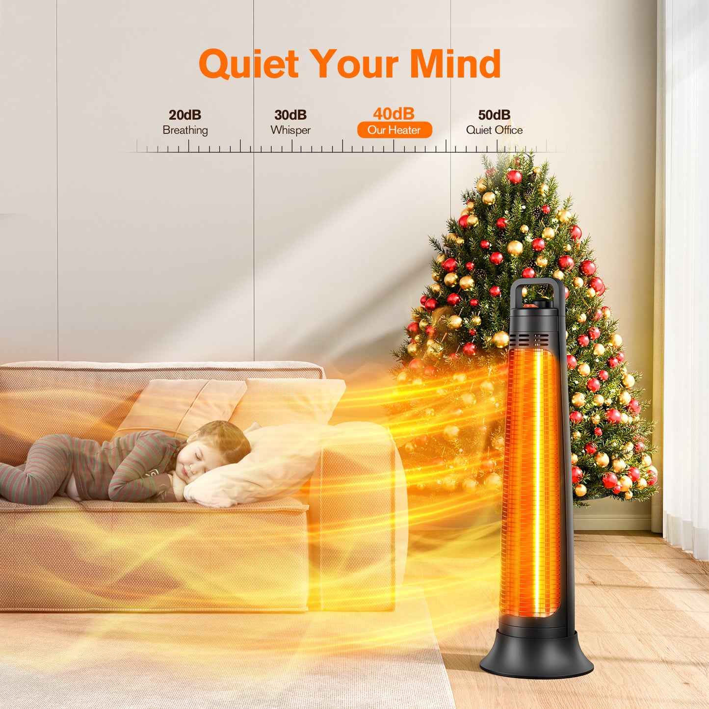 Patio Heater Electric, Portable Outdoor Heater, 1200W, 3S Instant Heating, Infrared Heater with 60°Oscillating, 180min Timer, Tip-over Protection, Super Quiet Heater for Indoor Outdoor Use, Black