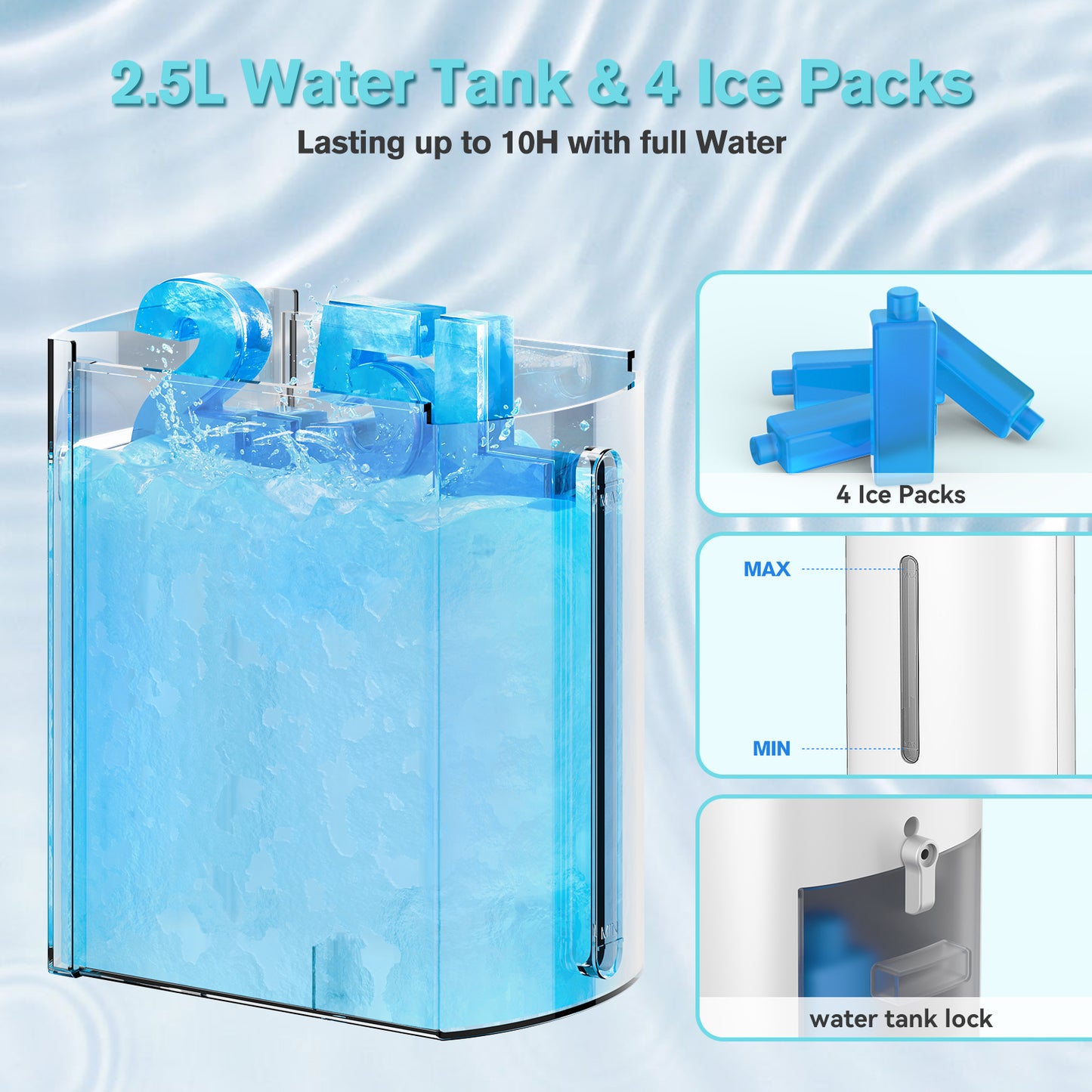 Windowless Portable Air Conditioners, 37โโ Evaporative Air Cooler w/Remote, 2.5L Water Tank & 4 Ice Packs, 12H Timer Auto-off, 70ยฐ Oscillating, Quiet Cooling Tower Fan For Bedroom Living Room Office