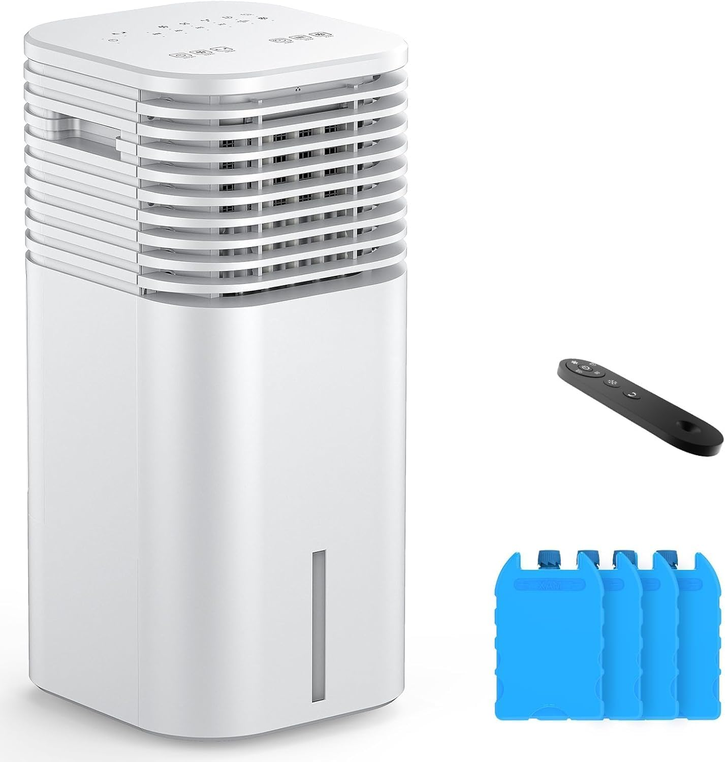 24" Windowless Portable Air Conditioner, 15H Timer & 120ยฐOscillation, 3-IN-1 Portable AC Unit with Remote, 2-Gal Tank, 3 Modes & 3 Speeds, Ultra-Quiet Ventless Swamp Cooler for Home Office, Milk