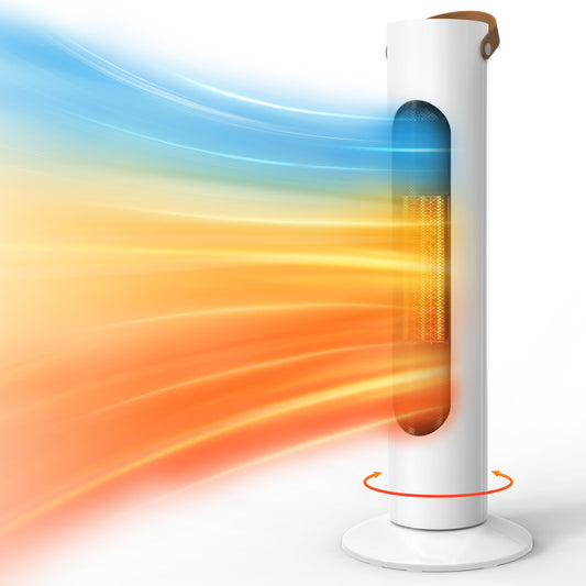 2-1 Electric Space Heaters For Indoor Use, 25" Tower Heater And Fan Combo, 70°Oscillating, 3S Instant Heating,1500W, 3 Heating & Fan Modes, Electric Portable Heater For BedroomOfficeHome, White