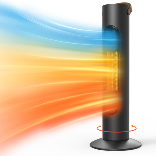2-1 Electric Space Heaters For Indoor Use, 25" Tower Heater And Fan Combo, 70°Oscillating, 3S Instant Heating,1500W, 3 Heating & Fan Modes, Electric Portable Heater For BedroomOfficeHome, Dark Black