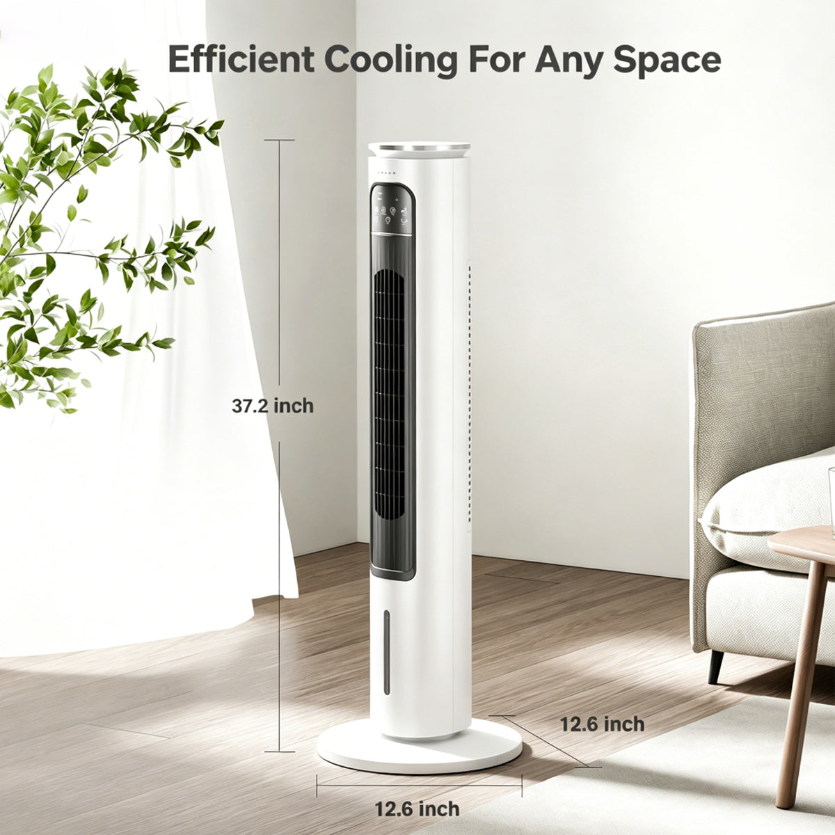 Windowless Portable Air Conditioners, 37.2’’ Evaporative Air Cooler w/Remote, Cooling Tower Fan, 2.5L Water Tank & Ice Packs, 12H Auto-off, 70° Oscillating, Ultra-Quiet Standing Fan For HomeOffice