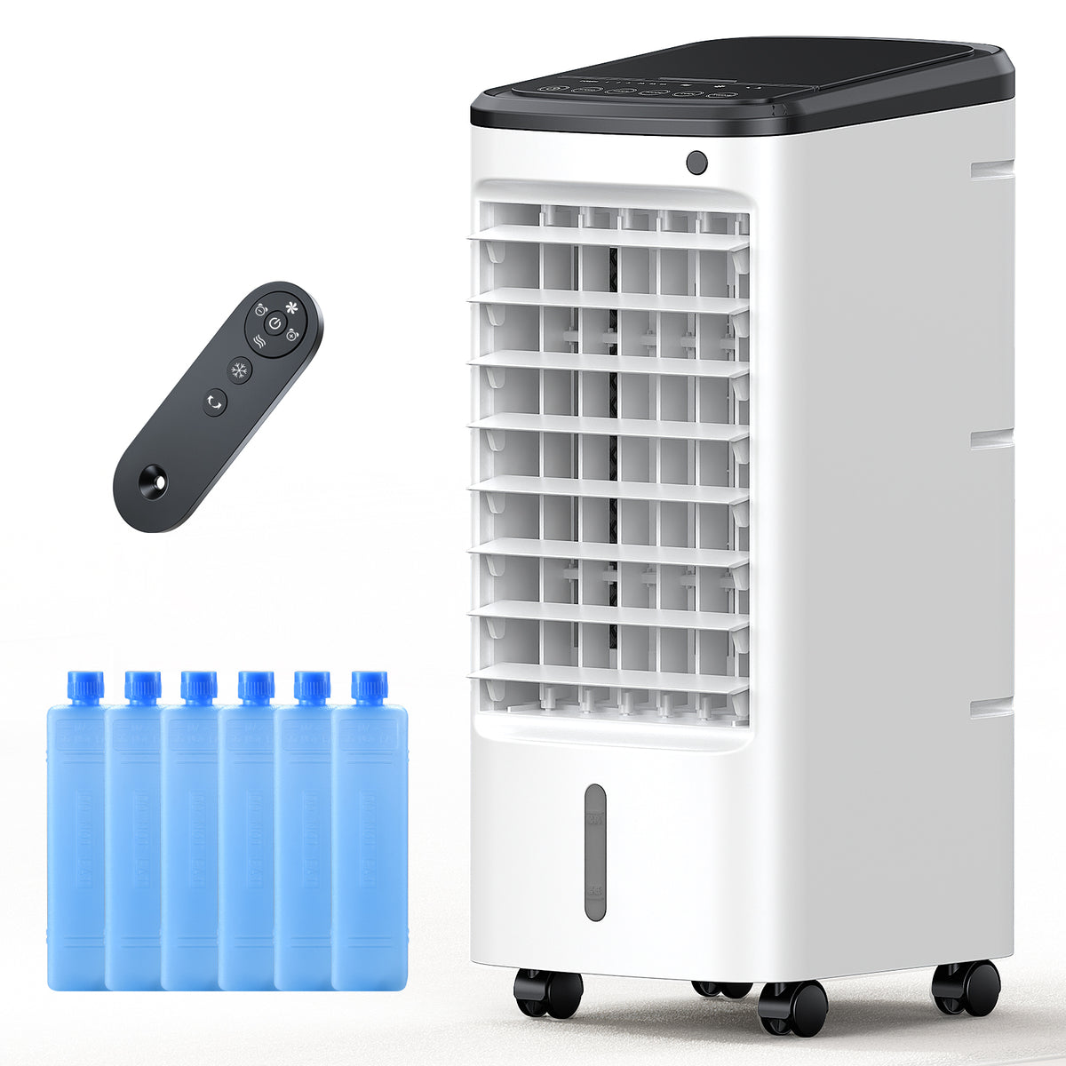 Windowless Portable Air Conditioner no window for small room, 6 Ice Packs Portable Small ac Unit with 12H Timer, 1.2Gal Tank, Quiet Evaporative Oscillating swamp Cooler for Room Office Indoor