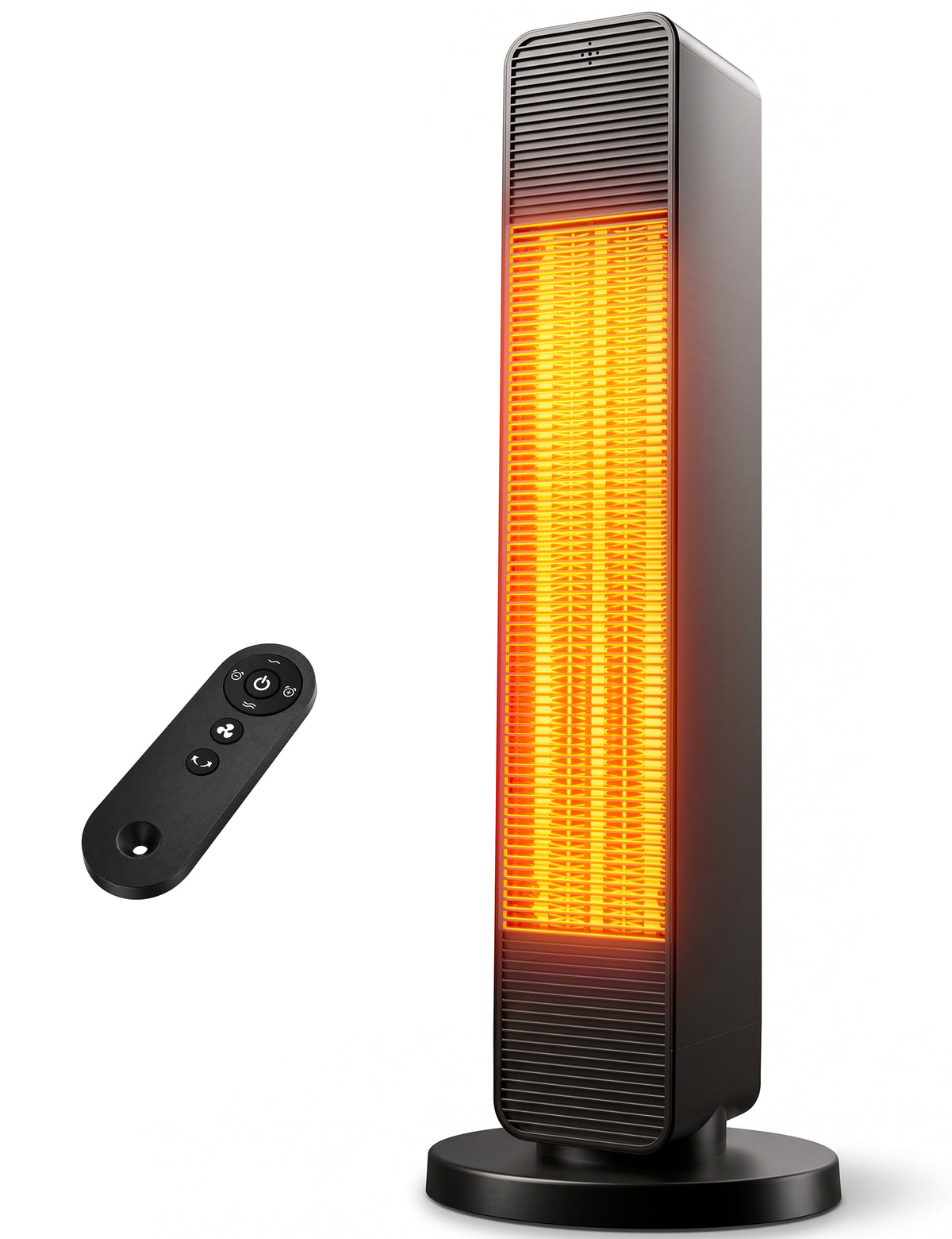 FLOWBREEZE 27” Space Heaters for Indoor Use, 1500W, Heater and Fan Combo Electric Heaters For Large Room, Portable Tower Heater With 75° Oscillation, Remote, 15H Timer, 6 Safety Protections, Black