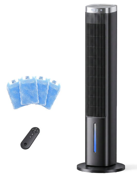 Windowless Portable Air Conditioner, 38.8" Evaporative Air Cooler for Room No Window, 12H Timer, 4 Modes, Remote Control, 120° Max Oscillating, Large Water Tank, Quiet AC Unit for Bedroom, Black