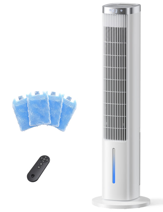 Windowless Portable Air Conditioner, 38.8" Evaporative Air Cooler for Room No Window, 12H Timer, 4 Modes, Remote Control, 120° Max Oscillating, Large Water Tank, Quiet AC Unit for Bedroom, White