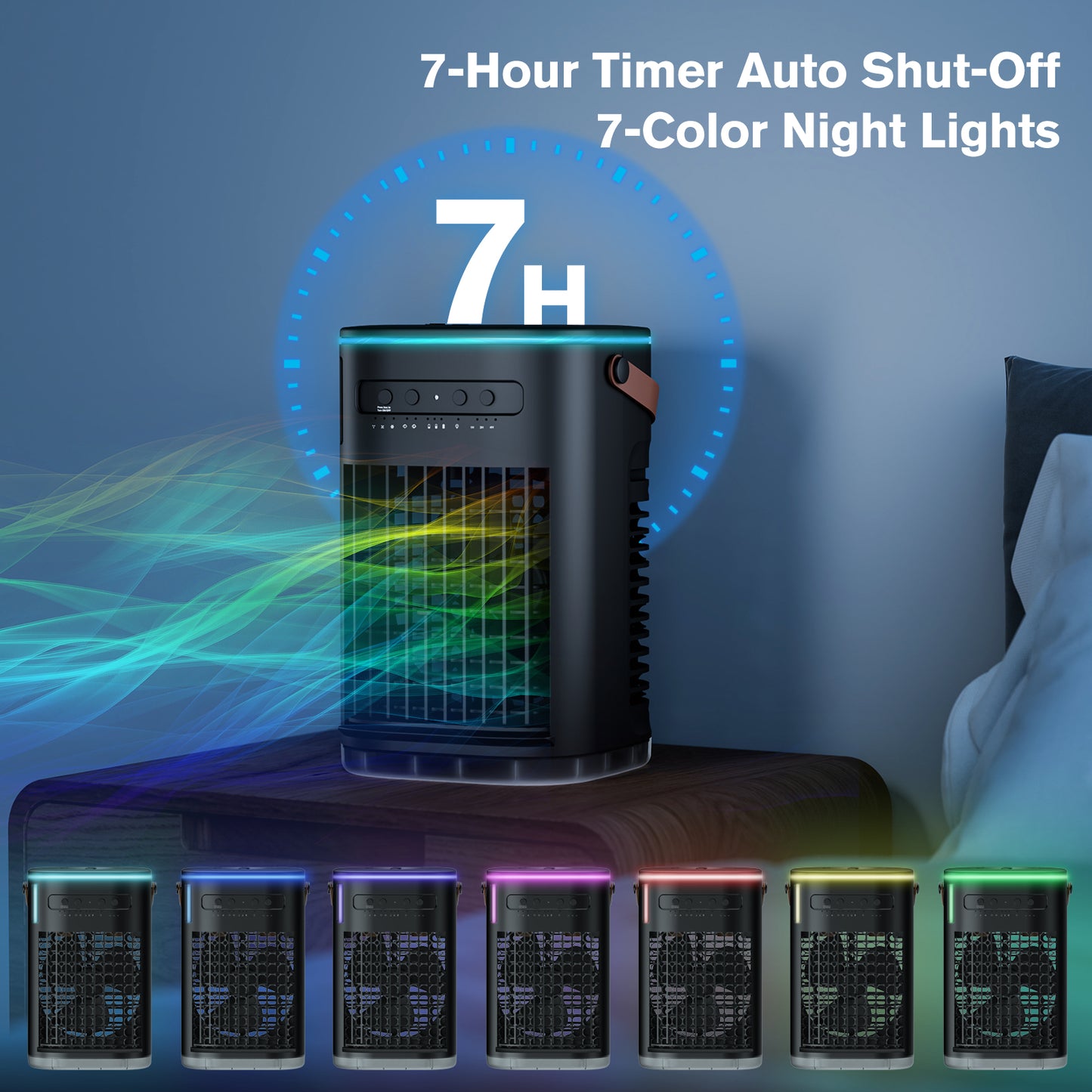 5 IN 1 Small Portable Air Conditioner, 2025 Upgraded Portable AC Unit, 3 Speeds, 2 Ice Packs, 5400mAh Battery, 1200ML Water Tank, 7H Smart Timer, Remote Control, Office Bedroom, Car, Mini