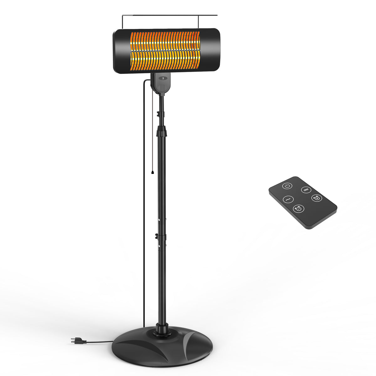 Outdoor Heaters for Patio, 1500W, 3 Heat Modes & 12H Timer, IP54 Waterproof Electric Heater with Adjustable Height, Tip-Over Protection, 78" Portable Infrared Heater for Indoor Outdoor use, Black