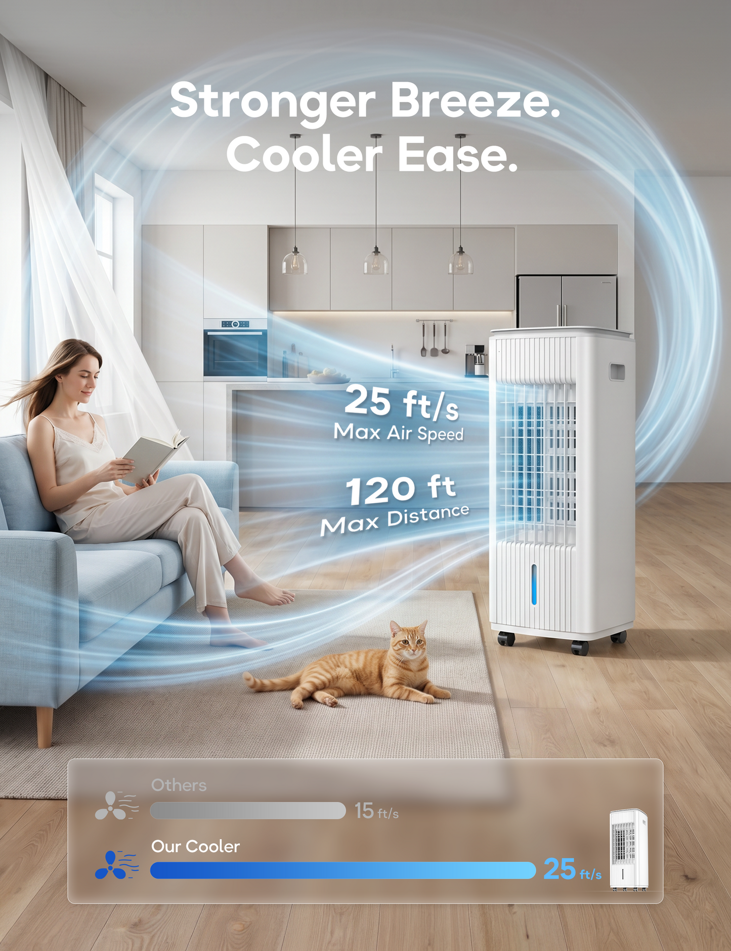 Windowless Portable Air Conditioner, 25.2" Evaporative Air Cooler for Room No Window, 90° Oscillation Swamp Cooler with Remote, 3 Speed, 4 Modes, Timer, 4 Ice Packs, Quiet AC Unit for Bedroom, White