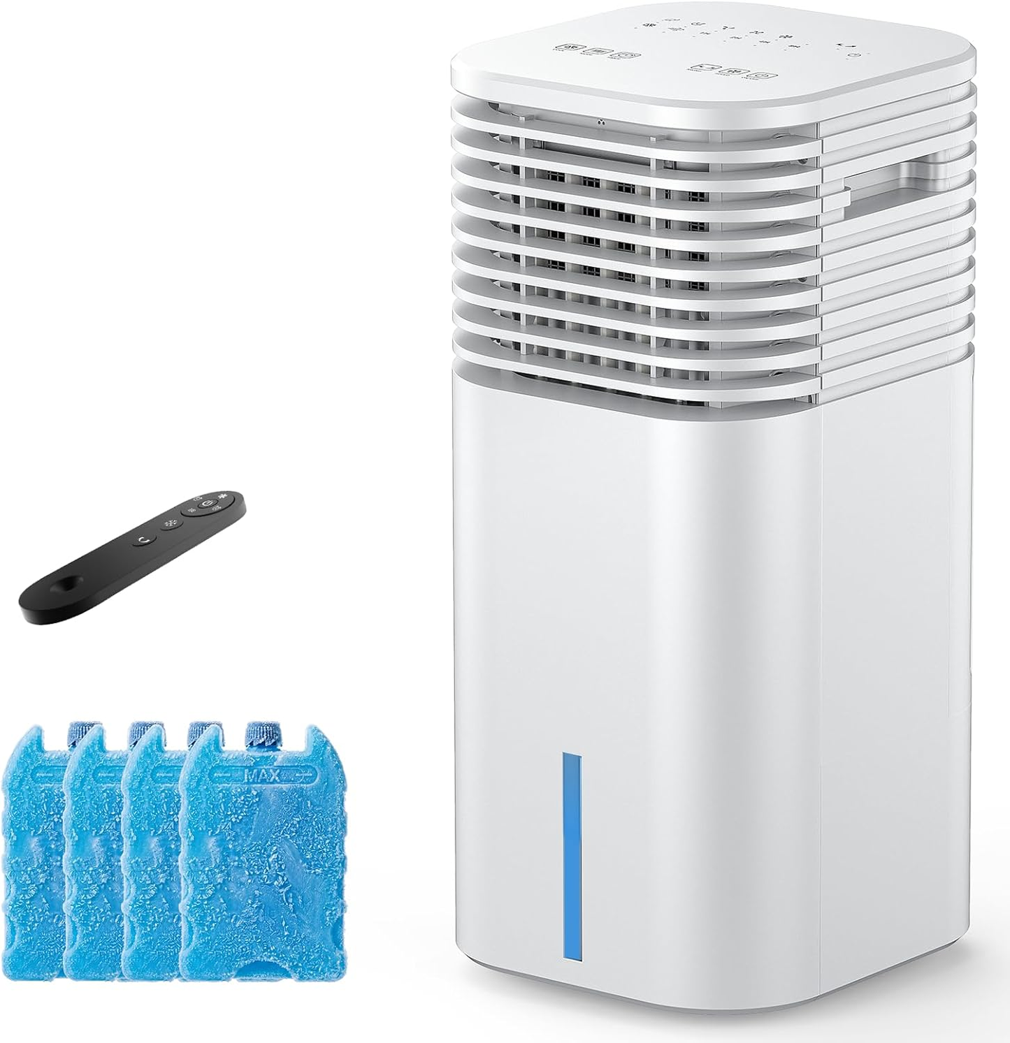 3-IN-1 Portable AC Unit with Remote, 24" Windowless Portable Air Conditioner, 15H Timer & 120°Oscillation, 2-Gal Tank, 3 Modes & 3 Speeds, Ultra-Quiet Ventless Swamp Cooler for Home Office, Snow White