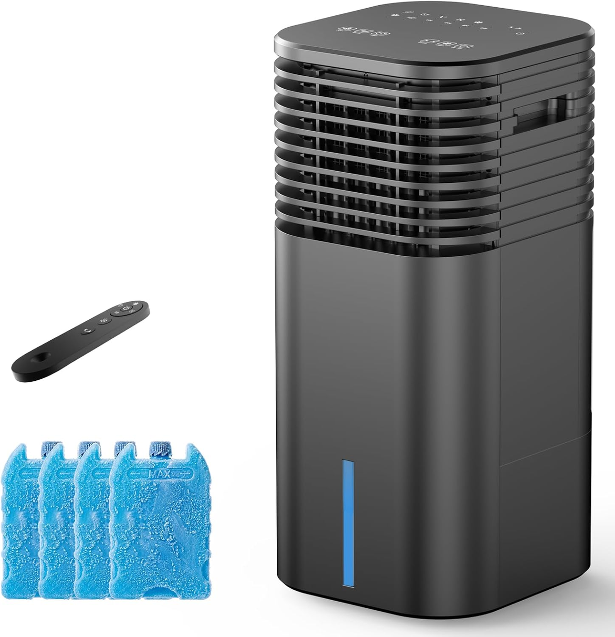 24" Windowless Portable Air Conditioner, 15H Timer & 120°Oscillation, 3-IN-1 Portable AC Unit w/Remote, 2Gal Tank, 3 Modes & 3 Speeds, Ultra-Quiet Ventless Swamp Cooler for RoomHomeOffice, Matte Black