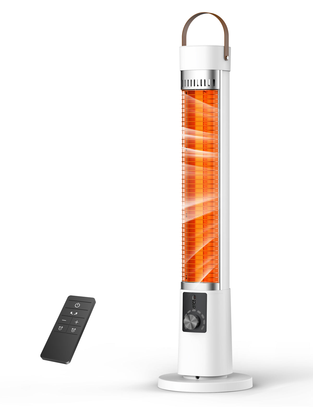 FLOWBREEZE 32” Outdoor Patio Heater, 1500W Electric Infrared Heater, White 9 Heat Levels, 9H Timer, 7 Safety Protection, Quiet Heater with Remote, IPX5, for Porch, Large Room, Garage, Indoor Use