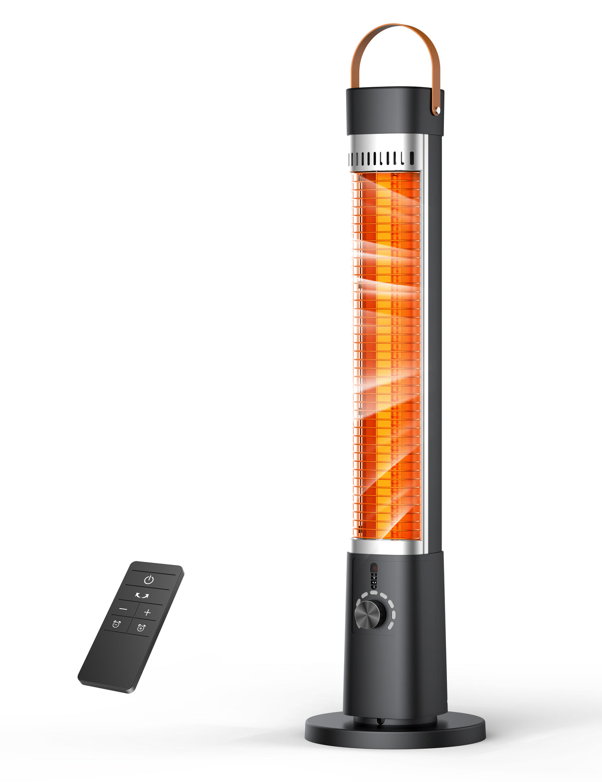 FLOWBREEZE 32” Patio Heater for Outdoor Use, 1500W, 9H Timer, 9 Heat Levels Electric Infrared Heater, 7 Safety Protection, Quiet Heater with Remote, Ipx5, for Porch Large Room Garage, Indoor Use, black