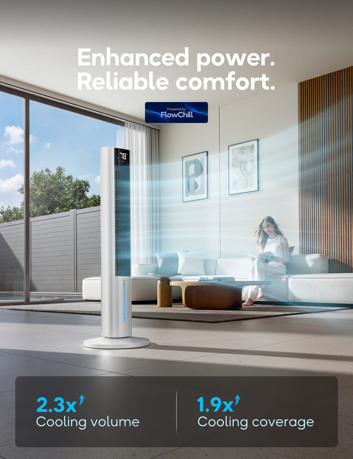 Windowless Portable Air Conditioners, 45" Evaporative Cooler for Room No window, 12H Timer & 60° Swing, 1.06Gal Water Tank & 4 Ice Packs