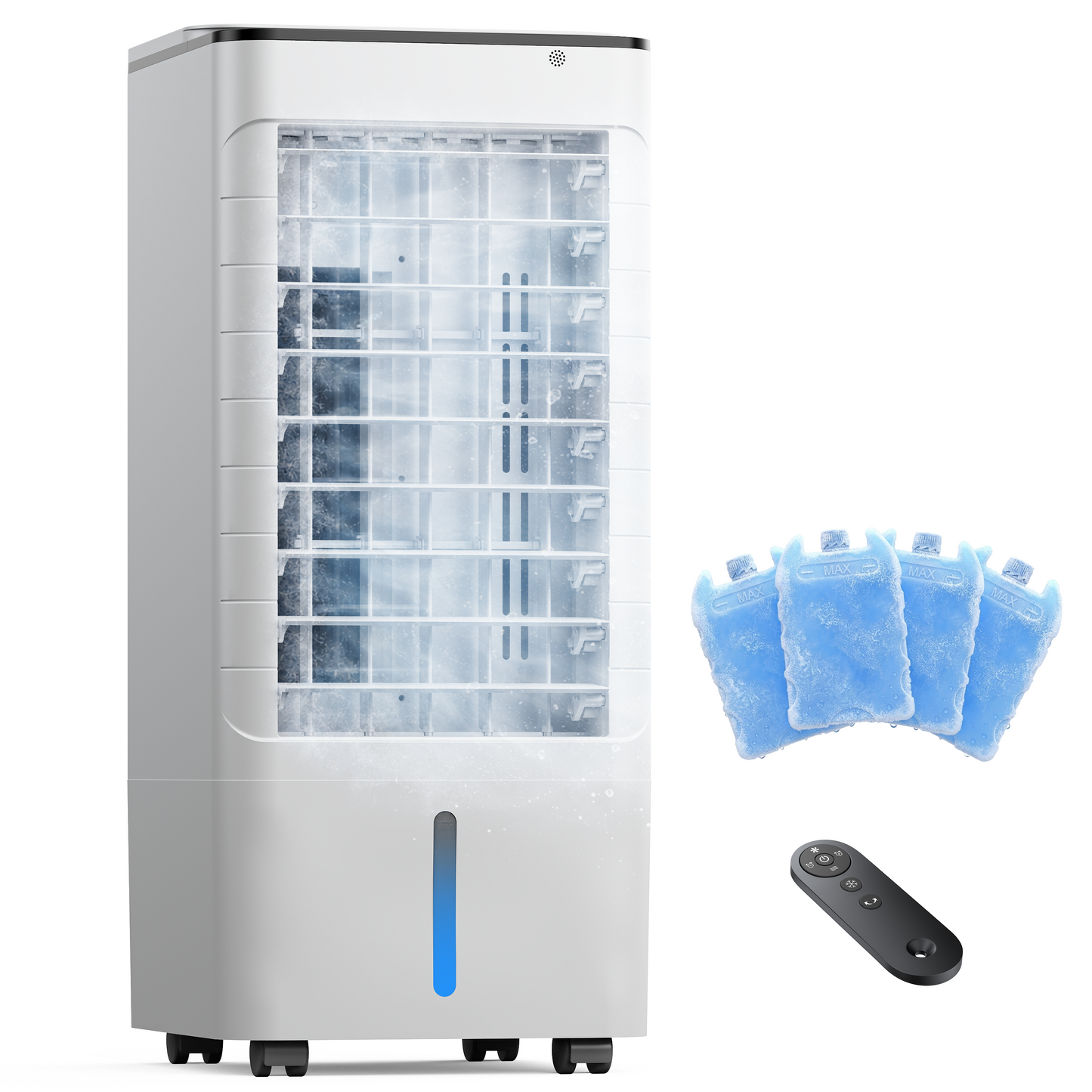 Windowless Portable Air Conditioners for Small Room, Evaporative Air Cooler No Window, 12H Timer, 1.2Gal Tank, 4 Modes & 3 Speeds, Oscillating Swamp Cooler with Remote, Quiet AC Unit for Bedroom Cream