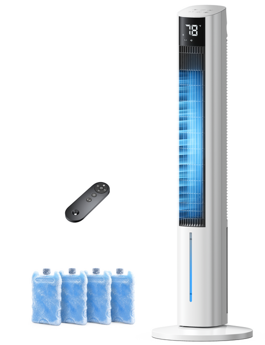 Windowless Portable Air Conditioners, 45" Evaporative Cooler for Room No window, 12H Timer & 60° Swing, 1.06Gal Water Tank & 4 Ice Packs