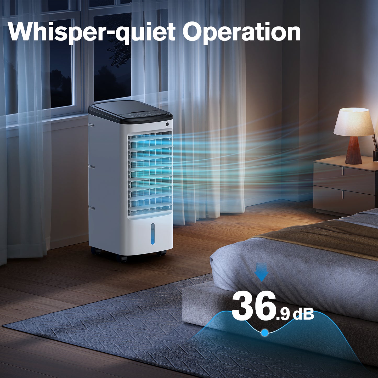 Windowless Portable Air Conditioner with Remote, Portable Small ac Unit with 12H Timer, 1.2Gal Tank & 6 Ice Packs, Quiet Evaporative Oscillating swamp Cooler for Room Office Indoor