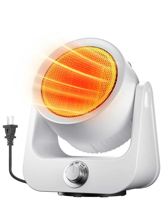 Electric Space Heaters For Indoor Use, 100°unlimited Oscillating, 2S Instant Heating, 1500W PTC Ceramic Patio Heaters For Patio Home, Tip-Over & Overheat Protection, 2 Heating Modes, SnowWhite