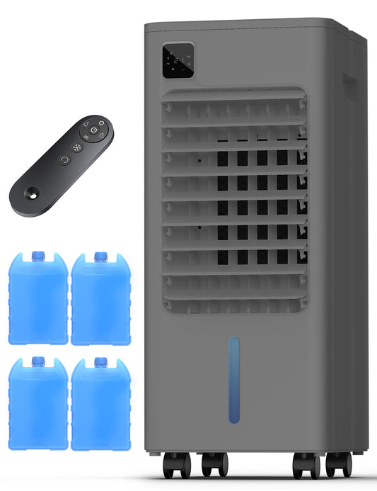 Portable Air Conditioners, Evaporative Air Cooler, Quiet Operation, 1-12H Timer for Auto Shut-off, 5 Modes & 3 Speeds, 2 Gallon Water Tank, 100°Oscillating Windowless Air Conditioner, Gray