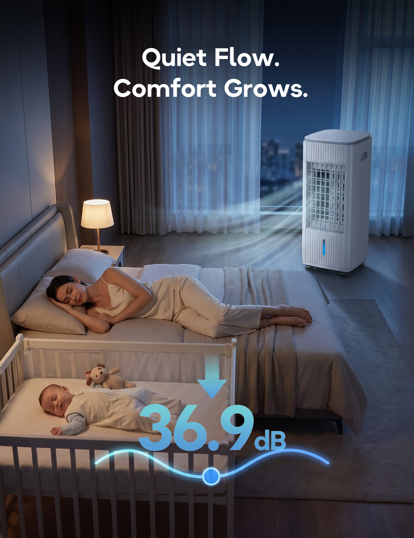 Windowless Portable Air Conditioner, 25.2" Evaporative Air Cooler for Room No Window, 90° Oscillation Swamp Cooler with Remote, 3 Speed, 4 Modes, Timer, 4 Ice Packs, Quiet AC Unit for Bedroom, White