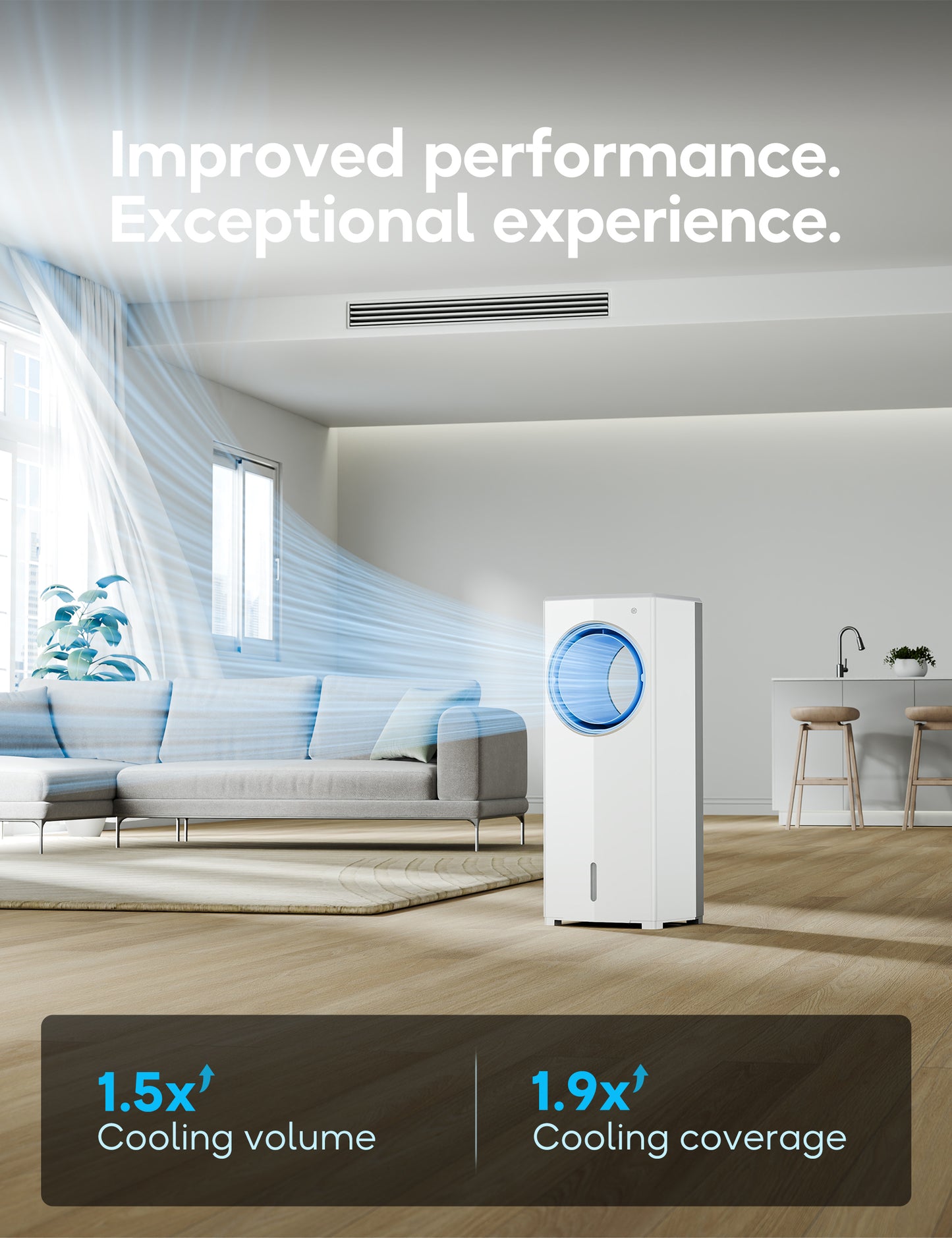 FLOWBREEZE Windowless Portable Air Conditioner, 23" Small Evaporative Air Cooler for Room No Window, 3-Speed Settings, 4 Modes, 7H Timer, Remote Control, 4 Ice Packs, Quiet AC Unit for Bedroom