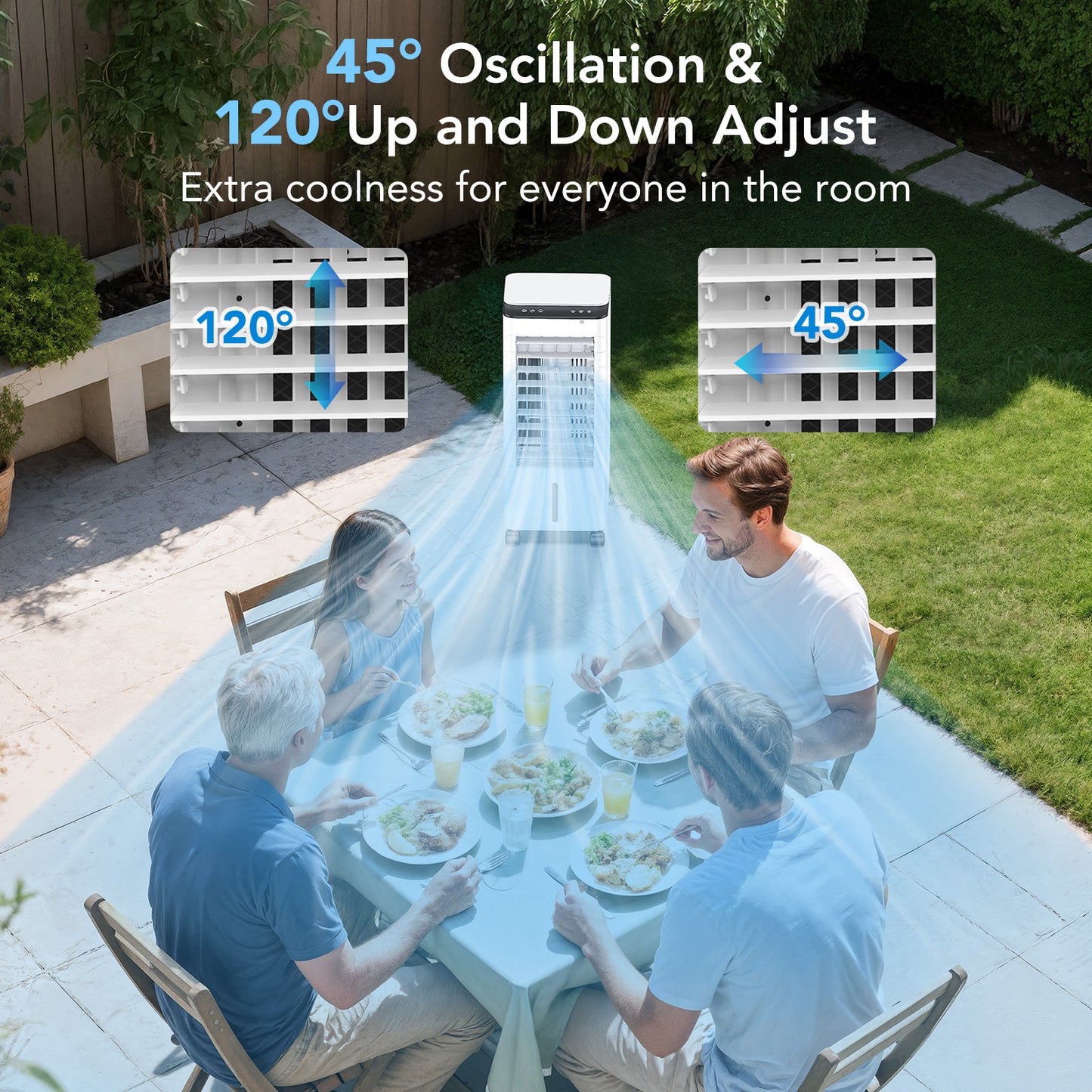 Windowless Portable Air Conditioners for Small Room, Evaporative Air Cooler No Window, 12H Timer, 1.2Gal Tank, 4 Modes & 3 Speeds, Oscillating Swamp Cooler with Remote, Quiet AC Unit for Bedroom Cream