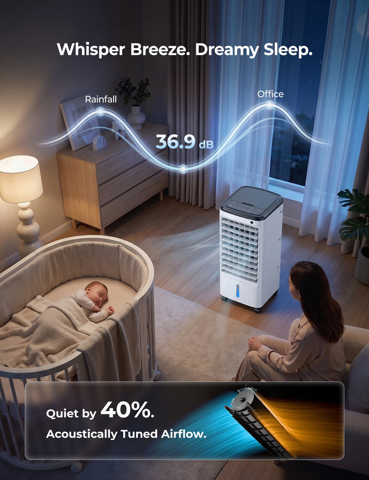 Windowless Portable Air Conditioners for Small Room, 6 Ice Packs Evaporative Cooler with 12H Timer, 1.2 Gal Tank, Oscillating Cooler, Quiet Small ac Unit for Room Office Use