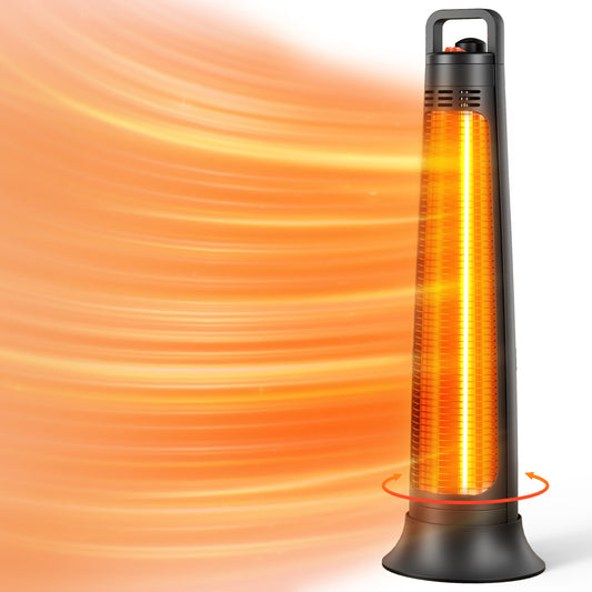 Patio Heater Electric, Portable Outdoor Heater, 1200W, 3S Instant Heating, Infrared Heater with 60°Oscillating, 180min Timer, Tip-over Protection, Super Quiet Heater for Indoor Outdoor Use, Black
