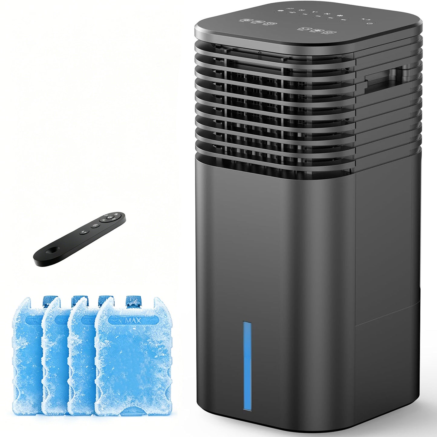 24" Windowless Portable Air Conditioner, 15H Timer & 120°Oscillation, 3-IN-1 Portable AC Unit w/Remote, 2Gal Tank, 3 Modes & 3 Speeds, Ultra-Quiet Ventless Swamp Cooler for RoomHomeOffice, Matte Black