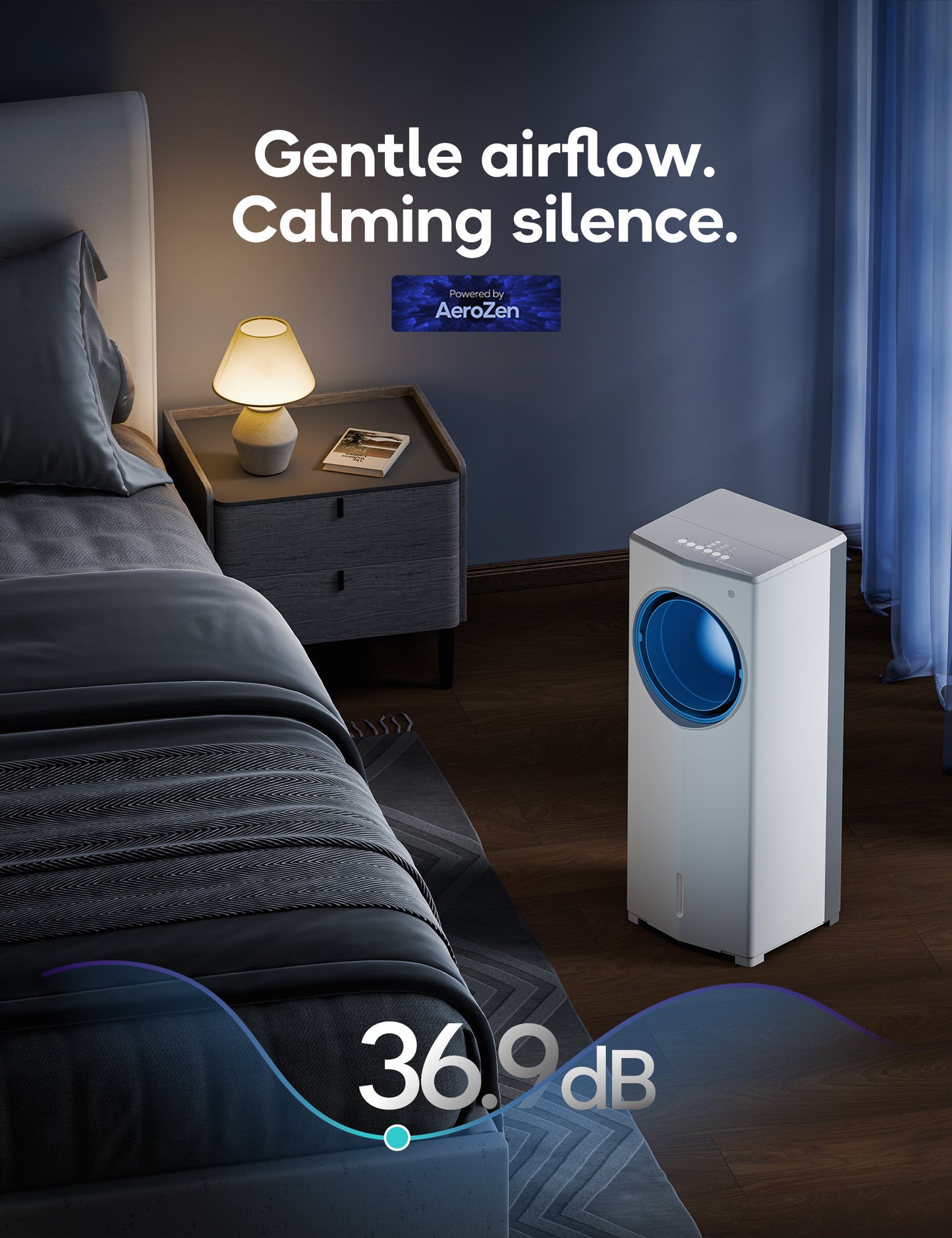 FLOWBREEZE Windowless Portable Air Conditioner, 23" Small Evaporative Air Cooler for Room No Window, 3-Speed Settings, 4 Modes, 7H Timer, Remote Control, 4 Ice Packs, Quiet AC Unit for Bedroom