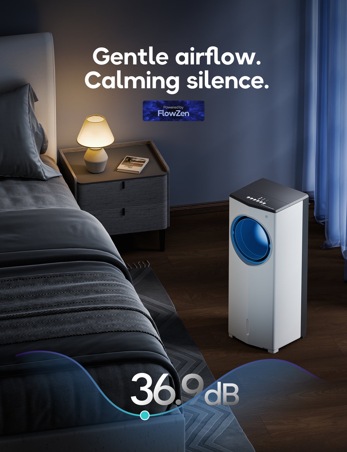 Windowless Portable Air Conditioner, 26.4" Small Evaporative Air Cooler for Room No Window, 3-Speed Settings, 4 Modes, 7H Timer, Remote Control, 4 Ice Packs, Quiet AC Unit for Bedroom, Jet