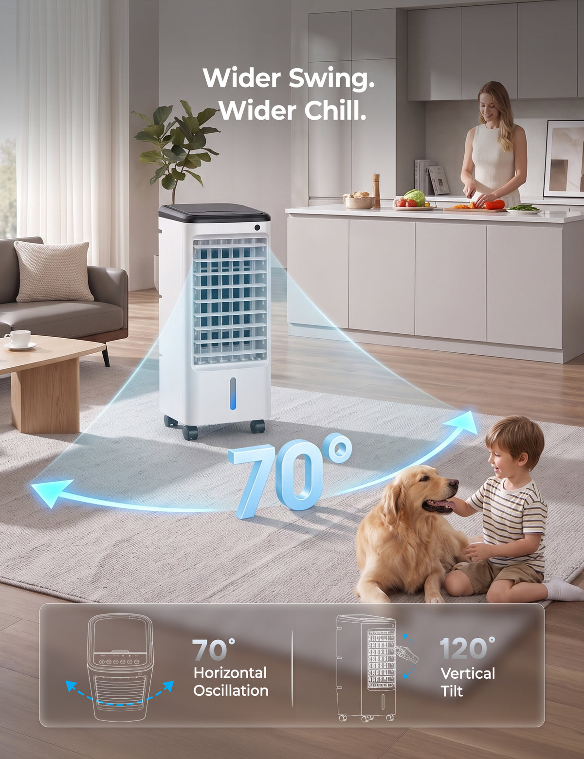Windowless Portable Air Conditioners for Small Room, 6 Ice Packs Evaporative Cooler with 12H Timer, 1.2 Gal Tank, Oscillating Cooler, Quiet Small ac Unit for Room Office Use