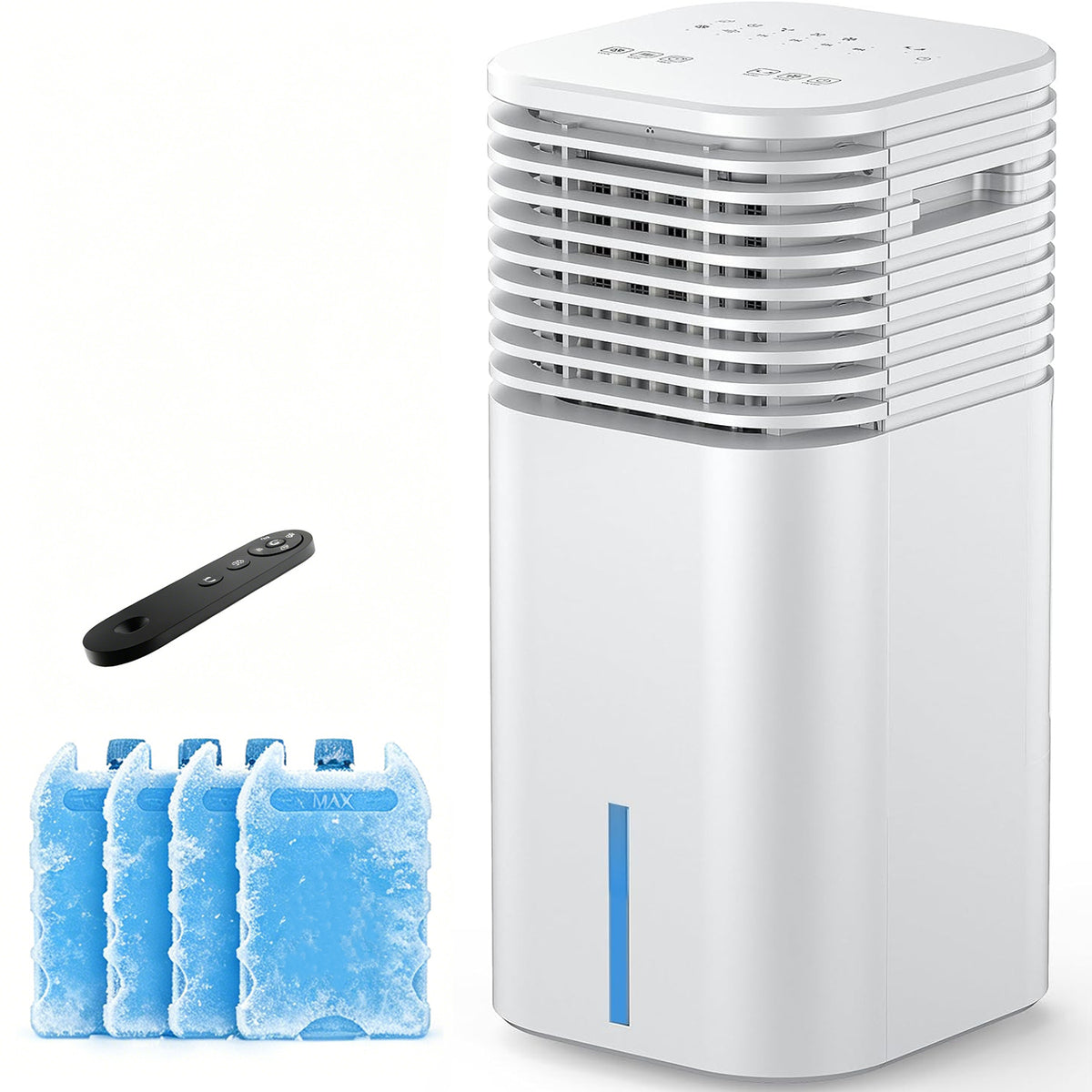 3-IN-1 Portable AC Unit with Remote, 24" Windowless Portable Air Conditioner, 15H Timer & 120°Oscillation, 2-Gal Tank, 3 Modes & 3 Speeds, Ultra-Quiet Ventless Swamp Cooler for Home Office, Pearl