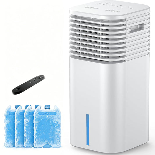 3-IN-1 Portable AC Unit with Remote, 24" Windowless Portable Air Conditioner, 15H Timer & 120°Oscillation, 2-Gal Tank, 3 Modes & 3 Speeds, Ultra-Quiet Ventless Swamp Cooler for Home Office, Pearl