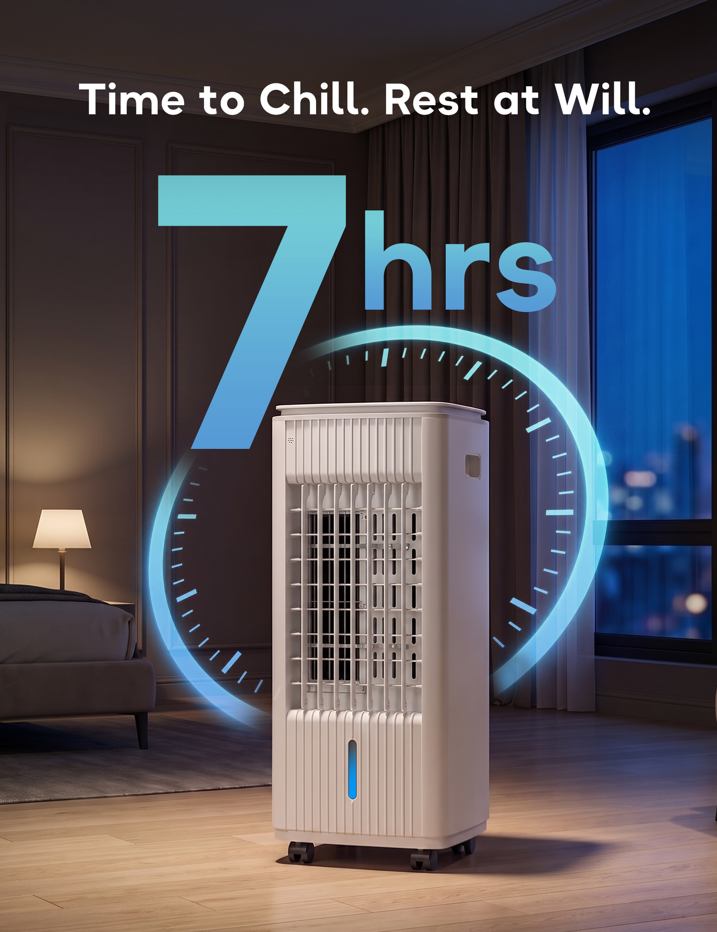 Windowless Portable Air Conditioner, 25.2" Evaporative Air Cooler for Room No Window, 90° Oscillation Swamp Cooler with Remote, 3 Speed, 4 Modes, Timer, 4 Ice Packs, Quiet AC Unit for Bedroom, White