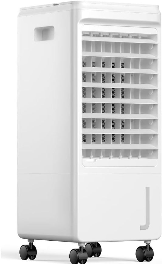 Windowless Portable Air Conditioners, 3-IN-1 Evaporative Air Cooler w/Water Tank & 3 Ice Packs, 7H Timer & 80° Oscillation, 3-IN-1 Swamp Cooler Air Conditioner for Room Bedroom, White Grey