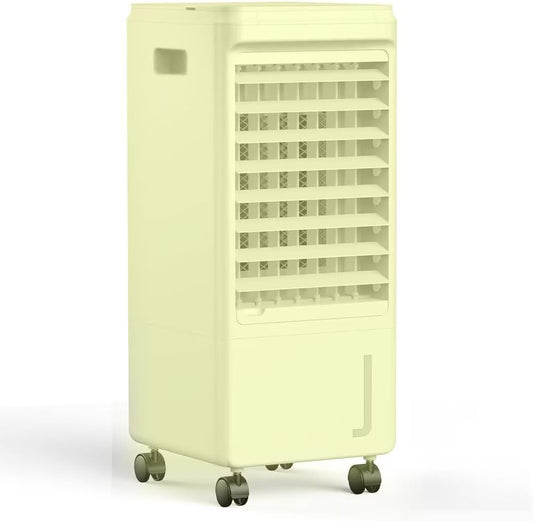 Windowless Portable Air Conditioners, 35" Evaporative Air Cooler w/1.2L Water Tank & 3 Ice Packs, 7H Timer & 60° Oscillation, 3-IN-1 Swamp Cooler Air Conditioner for Room Bedroom，Beige White