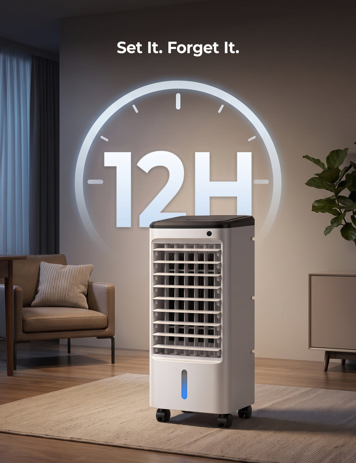 Windowless Portable Air Conditioners for Small Room, 6 Ice Packs Evaporative Cooler with 12H Timer, 1.2 Gal Tank, Oscillating Cooler, Quiet Small ac Unit for Room Office Use