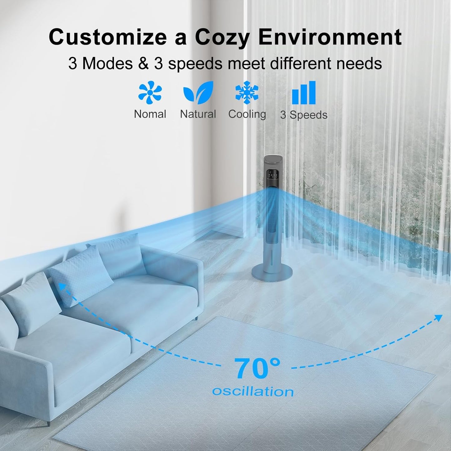 FLOWBREEZE Windowless Portable Air Conditioner, 24" Small Evaporative Air Cooler for Room No Window, 3-Speed Settings, 4 Modes, 7H Timer, Remote Control, 4 Ice Packs, Quiet AC Unit for Bedroom